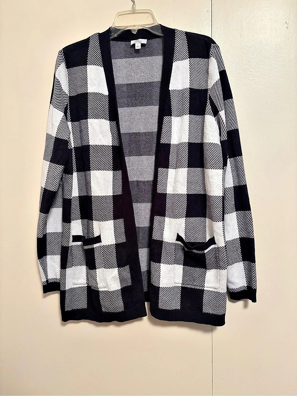 Kim Rogers Plaid Cotton Cardigan Size Large Like New